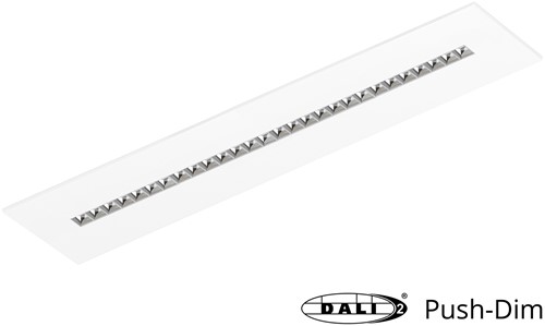 Pragmalux LED Bandrasterarmatuur Optic hoogglans reflector 30x150cm 36W 4400-4800lm 3000K-3500K-4000K 3CCT CRI>90 UGR<16 wit RAL9003 + Philips DALI driver + plenum