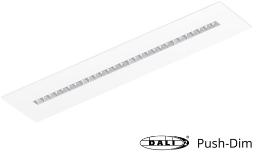 Pragmalux LED Bandrasterarmatuur Optic matte reflector 30x150cm 36W 4350-4750lm 3000K-3500K-4000K 3CCT CRI>90 UGR<16 wit RAL9003 + Philips DALI driver + plenum