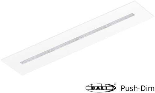 Pragmalux LED Bandrasterarmatuur Optic transparant reflector 30x150cm 36W 4400-4800lm 3000K-3500K-4000K 3CCT CRI>90 UGR<16 wit RAL9003 + Philips DALI driver + plenum