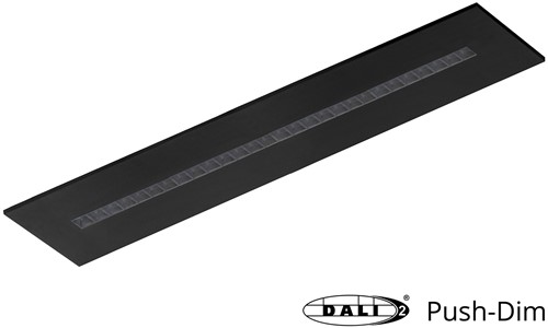 Pragmalux LED Bandrasterarmatuur Optic transparant reflector 30x150cm 36W 4400-4800lm 3000K-3500K-4000K 3CCT CRI>90 UGR<16 zwart RAL9005 + Philips DALI driver + plenum