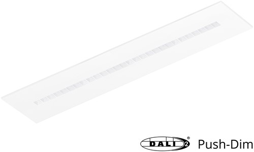Pragmalux LED Bandrasterarmatuur Optic witte reflector 30x150cm 36W 4350-4750lm 3000K-3500K-4000K 3CCT CRI>90 UGR<16 wit RAL9003 + Philips DALI driver + plenum