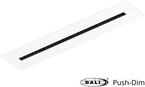 Pragmalux LED Bandrasterarmatuur Optic zwarte reflector 30x150cm 36W 4050-4400lm 3000K-3500K-4000K 3CCT CRI>90 UGR<16 wit RAL9003 + Philips DALI driver + plenum