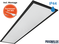 Pragmalux LED Paneel 30x120cm Sigma G2 Zwart IP44 26-38W 3000K-4000K 2-CCT 3500-5100lm UGR<19 +Driver incl. eurosnoer 2m wit (2x28W)