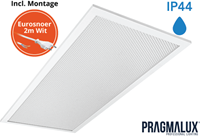 Pragmalux LED Paneel 30x60cm Sigma G2 IP44 9-20W 3000K-4000K 2-CCT 1050-2500lm UGR<19 +Driver incl. eurosnoer 2m wit (2x14W)-2