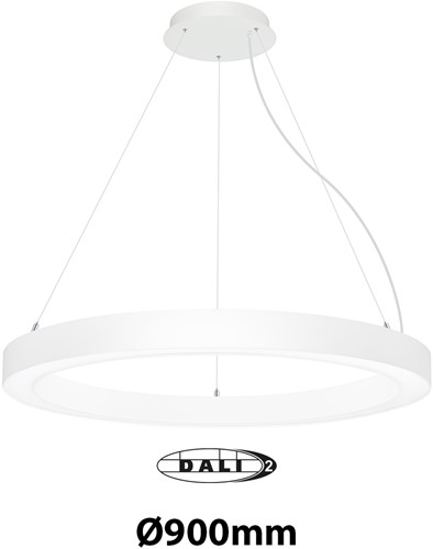 Pragmalux LED Pendelarmatuur Circo Ø900mm Prisma direct/indirect 56-84W 5300-8400lm 3CCT 3000-3500-4000K  CRI90 UGR<19 Wit - DALI+ pendelset 3m