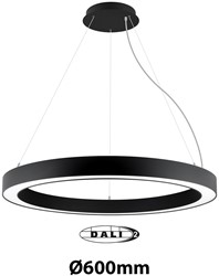 Pragmalux LED Pendelarmatuur Circo Ø600mm Prisma direct/indirect 28-56W 2650-5600lm 3CCT 3000-3500-4000K  CRI90 UGR<19 Zwart - DALI+ pendelset 3m