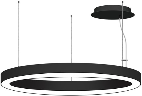Pragmalux LED Pendelarmatuur Circo Ø900mm Prisma direct/indirect 56-84W 5300-8400lm 3CCT 3000-3500-4000K  CRI90 UGR<19 Zwart - DALI+ pendelset 3m-2