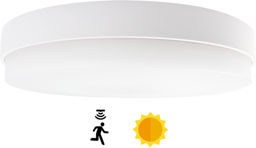 Pragmalux LED Plafonniere / Wandarmatuur Dura-M Wit 340 IP64 IK10 8-18W 750-2075lm 2200K-2700K 2-CCT + daglichtsensor