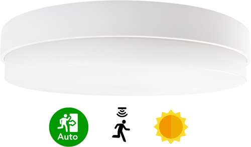 Pragmalux LED Plafonniere / Wandarmatuur Dura-S Wit 270 IP64 IK10 4-9W 375-1000lm 2200K-2700K 2-CCT + daglichtsensor + noodmodule 3uur autotest