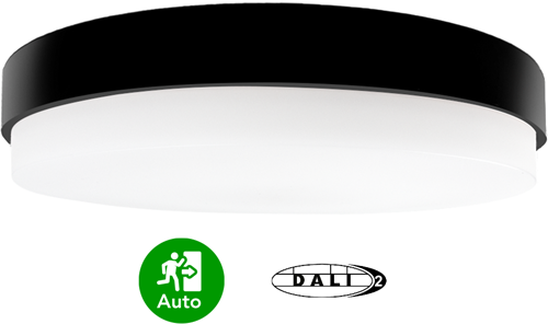 Pragmalux LED Plafonniere / Wandarmatuur Dura-S Zwart 270 IP64 IK10 4-9W 375-1000lm 2200K-2700K 2-CCT + dali + DALI noodmodule 1H autotest