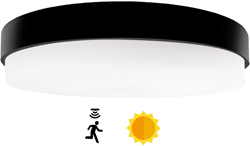 Pragmalux LED Plafonniere / Wandarmatuur Dura-M Zwart 340 IP64 IK10 8-18W 950-2300lm 3000K-3500K-4000K 3-CCT + daglichtsensor