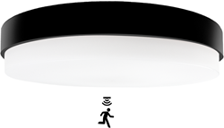 Pragmalux LED Plafonniere / Wandarmatuur Dura-M Zwart 340 IP64 IK10 8-18W 950-2300lm 3000K-3500K-4000K 3-CCT + bewegingssensor
