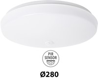 Pragmalux LED Plafonnière / Wandarmatuur Polo G3 IP64 12W 3000K-6000K 3-CCT 1000-1100lm Ø280 (2x18W) +PIR sensor