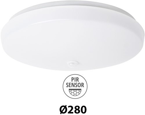 Pragmalux LED Plafonnière / Wandarmatuur Polo G3 IP64 12W 3000K-6000K 3-CCT 1000-1100lm Ø280 (2x18W) +PIR sensor