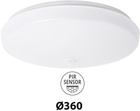 Pragmalux LED Plafonnière / Wandarmatuur Polo G3 IP64 18W 3000K-6000K 3-CCT 1550-1700lm Ø360 (1x26W) +PIR sensor