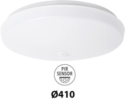 Pragmalux LED Plafonnière / Wandarmatuur Polo G3 IP64 22W 3000K-6000K 3-CCT 1950-2150lm Ø410 (1x32W) +PIR sensor
