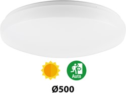 Pragmalux LED Plafonnière / Wandarmatuur Polo G3 IP64 26-37W 3000K-6000K 3-CCT 2500-3800lm Ø500 (1x42W) +Daglichtsensor & Noodmodule 3 uur manueel