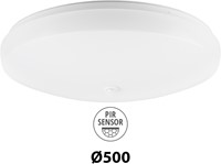 Pragmalux LED Plafonnière / Wandarmatuur Polo G3 IP64 26-37W 3000K-6000K 3-CCT 2500-3800lm Ø500 (1x42W) +PIR sensor