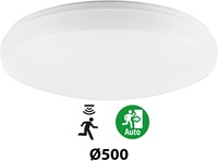 Pragmalux LED Plafonnière / Wandarmatuur Polo G3 IP64 26-37W 3000K-6000K 3-CCT 2500-3800lm Ø500 (1x42W) +Bewegingssensor & Noodmodule 3 uur manueel