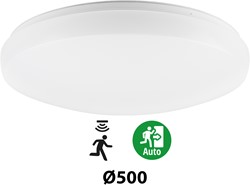 Pragmalux LED Plafonnière / Wandarmatuur Polo G3 IP64 26-37W 3000K-6000K 3-CCT 2500-3800lm Ø500 (1x42W) +Bewegingssensor & Noodmodule 3 uur manueel