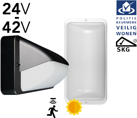 Pragmalux LED Portiek Port-S PKVW IP66 IK10 24-42V AC/DC 2,75-5W 275-600lm 2700K-4000K 3-CCT + daglichtsensor