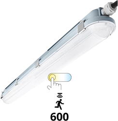 Pragmalux LED TL Waterdicht Armatuur Hermes IP66 60cm 10-18W 3000K-6000K 3-CCT 1250-2300lm 5x2,5mm Doorvoerbedrading (2x18W) + Bewegingssensor
