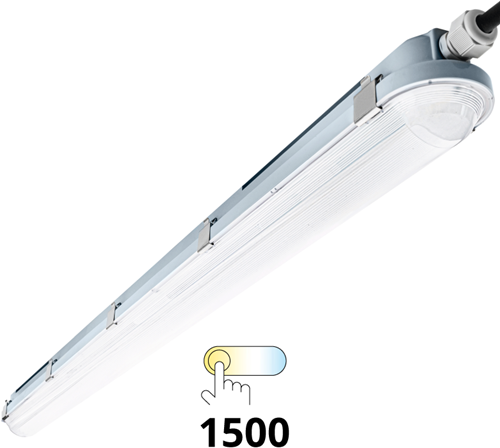 Pragmalux LED TL Waterdicht Armatuur Hermes IP66 150cm 30-53W 3000K-6000K 3-CCT 4150-7700lm 5x2,5mm Doorvoerbedrading (2x58W)