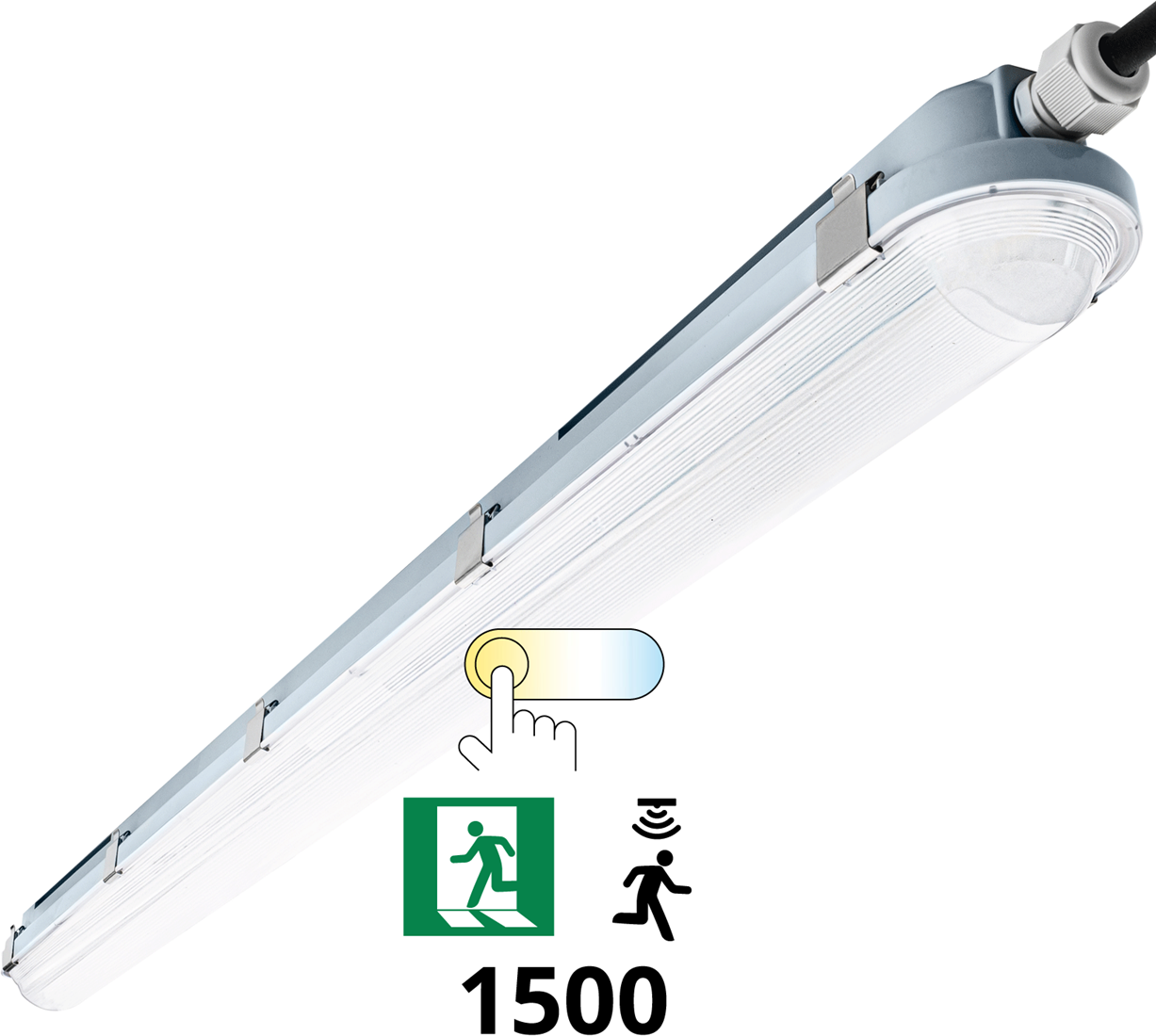 het beleid strip Sturen Pragmalux LED TL Waterdicht Armatuur Hermes IP66 150cm 30-53W 3000K-6000K  3-CCT 4150-7700lm 5x2,5mm Doorvoerbedrading (2x58W) + Bewegingssensor &  Noodmodule 3 uur manueel | Distrilight