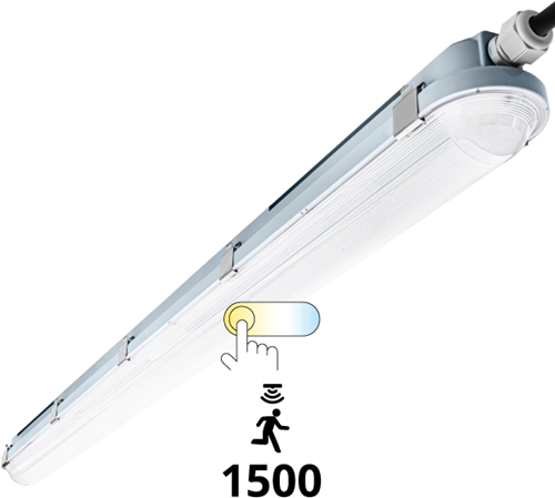 Pragmalux LED TL Waterdicht Armatuur Hermes IP66 150cm 53W 3000K-6000K 3-CCT 4150-7700lm (2x58W) +Bewegingssensor