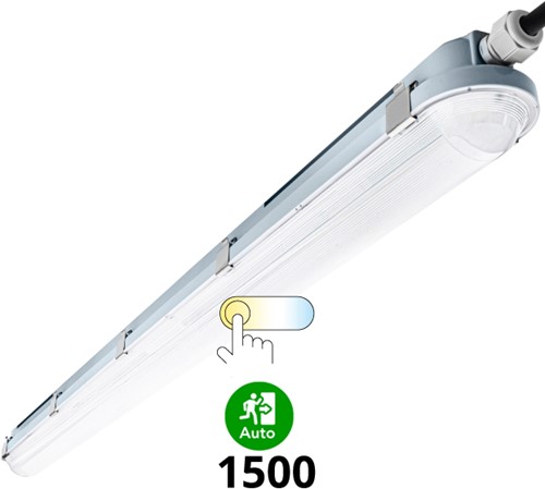 Pragmalux LED TL Waterdicht Armatuur Hermes IP66 150cm 30-53W 3000K-6000K 3-CCT 4150-7700lm 5x2,5mm Doorvoerbedrading (2x58W) + Noodmodule 1uur zelftest