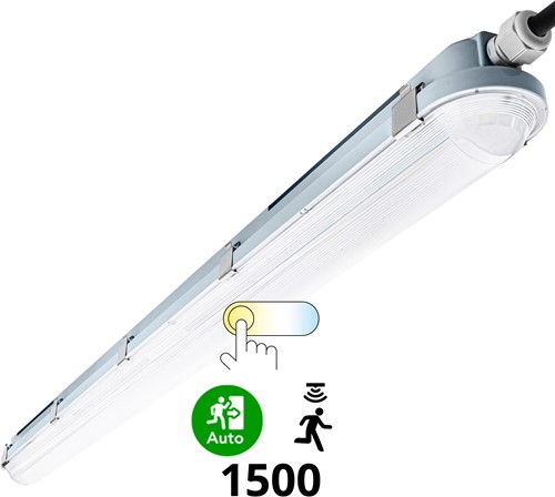 Pragmalux LED TL Waterdicht Armatuur Hermes IP66 150cm 30-53W 3000K-6000K 3-CCT 4150-7700lm 5x2,5mm Doorvoerbedrading (2x58W)+bewegingssensor + noodmodule 1uur zelftest-6