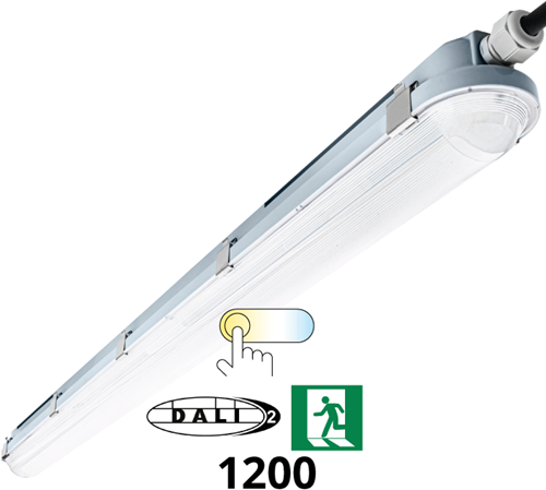 Pragmalux LED TL Waterdicht Armatuur Hermes IP66 120cm 20-35W 3000K-6000K 3-CCT 2700-5000lm 5x2,5mm Doorvoerbedrading (2x36W) DALI + noodmodule 3 uur manueel