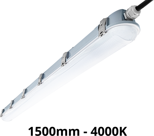 Pragmalux LED TL Waterdicht Armatuur Zeus IP66 150cm 51-29W 7400-4450lm dipswitch 4000K 5x2,5mm Doorvoerbedrading (1/2x58W)