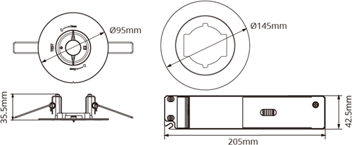 Pragmalux DOT PLUS inbouw Noodverlichting 2,4W 280-330lm 1uur Zelftest zwart-1
