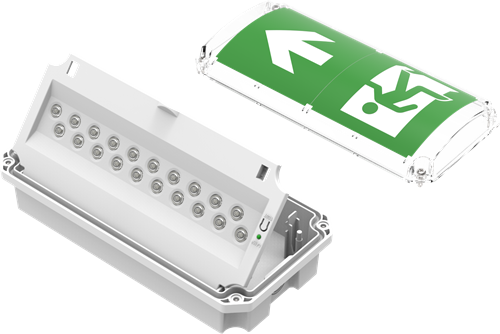 Pragmalux Norma vluchtroute noodarmatuur zelf test 3,5W 150lm IP66 IK10 opbouw, continu, niet continu, ISO 7010 en NEN-EN 1838. Zichtbaar 20 meter. Nood bedrijf LiFePO4 1h zwart-2