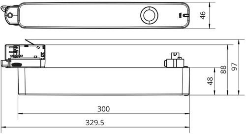 Pragmalux Notra track noodverlichting 4.8W 250lm 6500K LiFePO4 6.4V 1500mAh 1uur zelf en manuele test 2-in-1 wit RAL9003-6