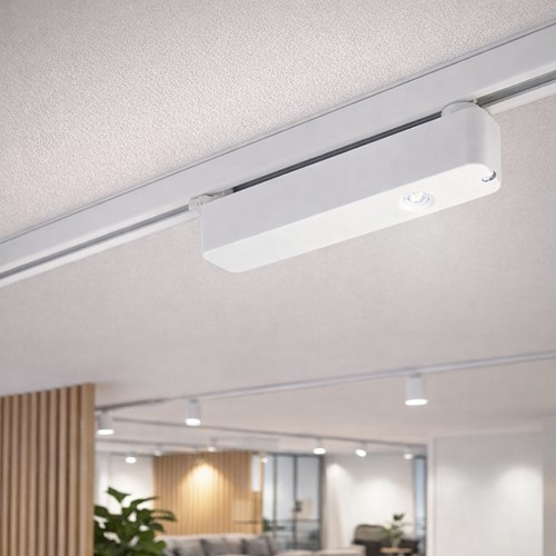 Pragmalux Notra track noodverlichting 4.8W 250lm 6500K LiFePO4 6.4V 1500mAh 1uur zelf en manuele test 2-in-1 wit RAL9003-7