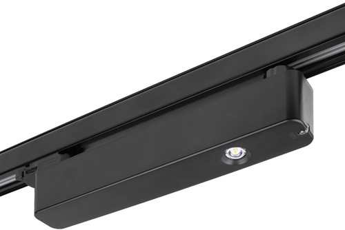 Pragmalux Notra track noodverlichting 4.8W 250lm 6500K LiFePO4 6.4V 1500mAh 1uur zelf en manuele test 2-in-1 zwart RAL9005-3