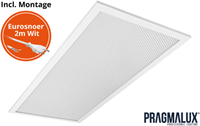 Pragmalux LED Paneel 30x60cm Sigma G2 IP44 9-20W 3000K-4000K 2-CCT 1050-2500lm UGR<19 +Driver incl. eurosnoer 2m wit (2x14W)-1