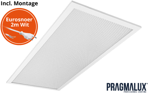 Pragmalux LED Paneel 30x60cm Sigma G2 IP44 9-20W 3000K-4000K 2-CCT 1050-2500lm UGR<19 +Driver incl. eurosnoer 2m wit (2x14W)-1