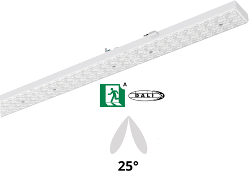 Pragmalux PRX-Line LED module HO 1528mm 75-22W 12900-3785Lm 6500K asymmetrisch dubbel 25D DALI +noodmodule HO 1uur zelftest