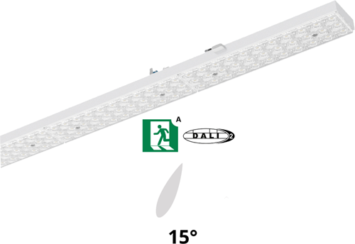 Pragmalux PRX-Line LED module HO 1528mm 75-22W 12900-3785Lm 6500K asymetrisch Links 15D DALI +noodmodule HO 1uur zelftest