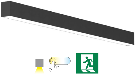 Pragmalux Skyline 1,2m 12,5-36W 1575-4700lm 2CCT 3000-4000K opaal zwart RAL9005 + Noodmodule 3 uur