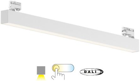 Pragmalux Skyline 1,2m DALI2 12,5-36W 1750-5300lm 2CCT 3000-4000K opaal wit RAL9016 met track adaptor