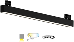 Pragmalux Skyline 1,2m DALI2 12,5-36W 1575-4700lm 2CCT 3000-4000K opaal zwart RAL9005 met track adaptor