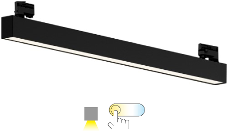 Pragmalux Skyline 1,2m 12,5-36W 1575-4700lm 2CCT 3000-4000K opaal zwart RAL9005 met track adaptor