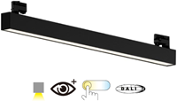 Pragmalux Skyline 1,5m DALI2 12,5-44W 1500-5500lm 2CCT 3000-4000K prisma zwart RAL9005 met track adaptor