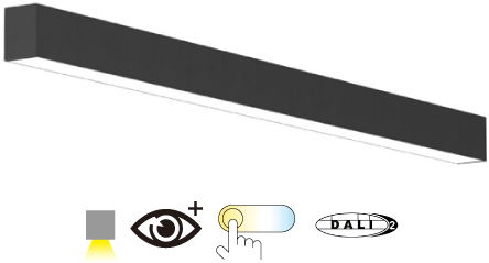 Pragmalux Skyline 1,2m DALI2 12,5-36W 1500-4550lm 2CCT 3000-4000K prisma zwart RAL9005