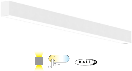 Pragmalux Skyline 1,5m DALI2 12,5-39,5W 1750-5750lm 2CCT 3000-4000K met uplight 10,5W 1350lm opaal wit RAL9016