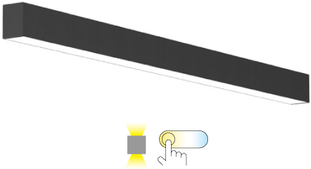 Pragmalux Skyline 1,2m 12,5-36W 1575-4700lm 2CCT 3000-4000K opaal met uplight 9W 1300lm zwart RAL9005